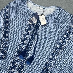 NEW Cabana Life Charleston Coverluxe Tassel Tunic Dress Sz M UPF 50+ Blue‎ Beach